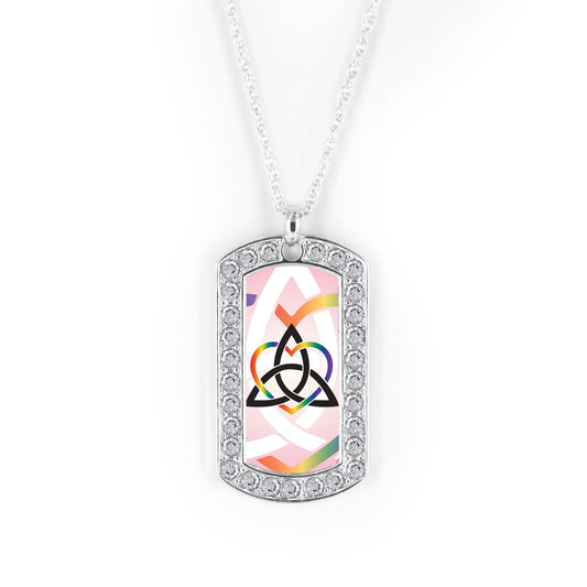 Silver Celtic Sister Rainbow Dog Tag Charm Classic Necklace