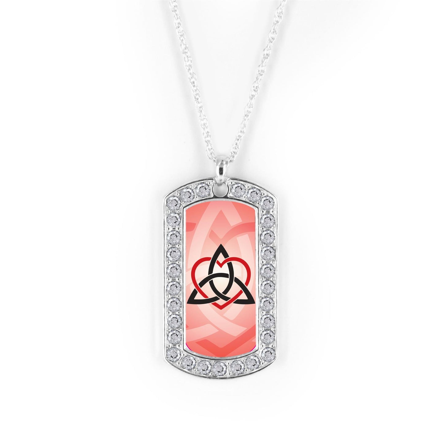 Silver Celtic Sister Red Dog Tag Charm Classic Necklace