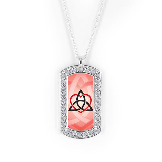 Silver Celtic Sister Red Dog Tag Charm Classic Necklace