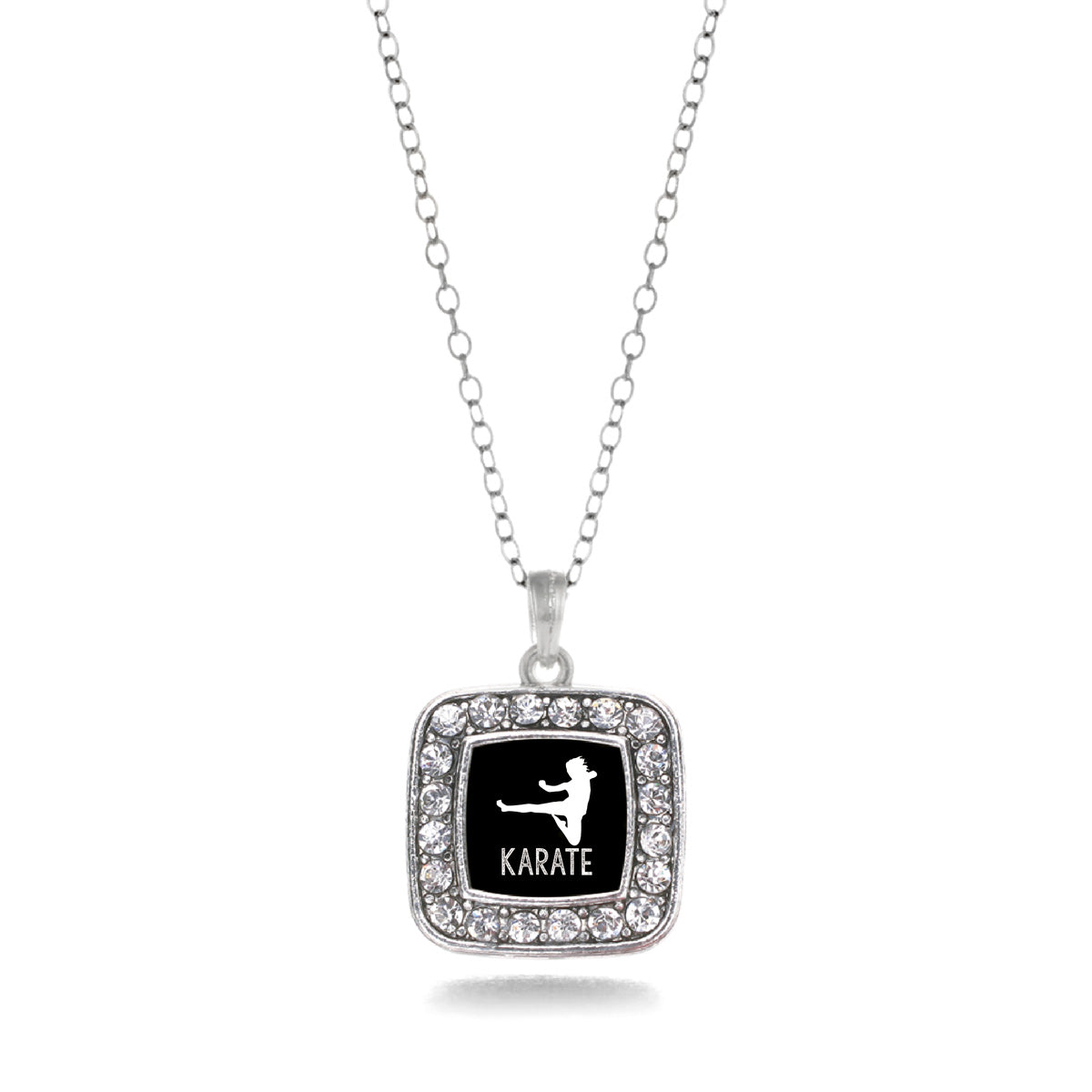 Silver Karate Square Charm Classic Necklace