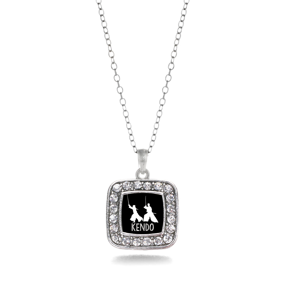 Silver Kendo Square Charm Classic Necklace