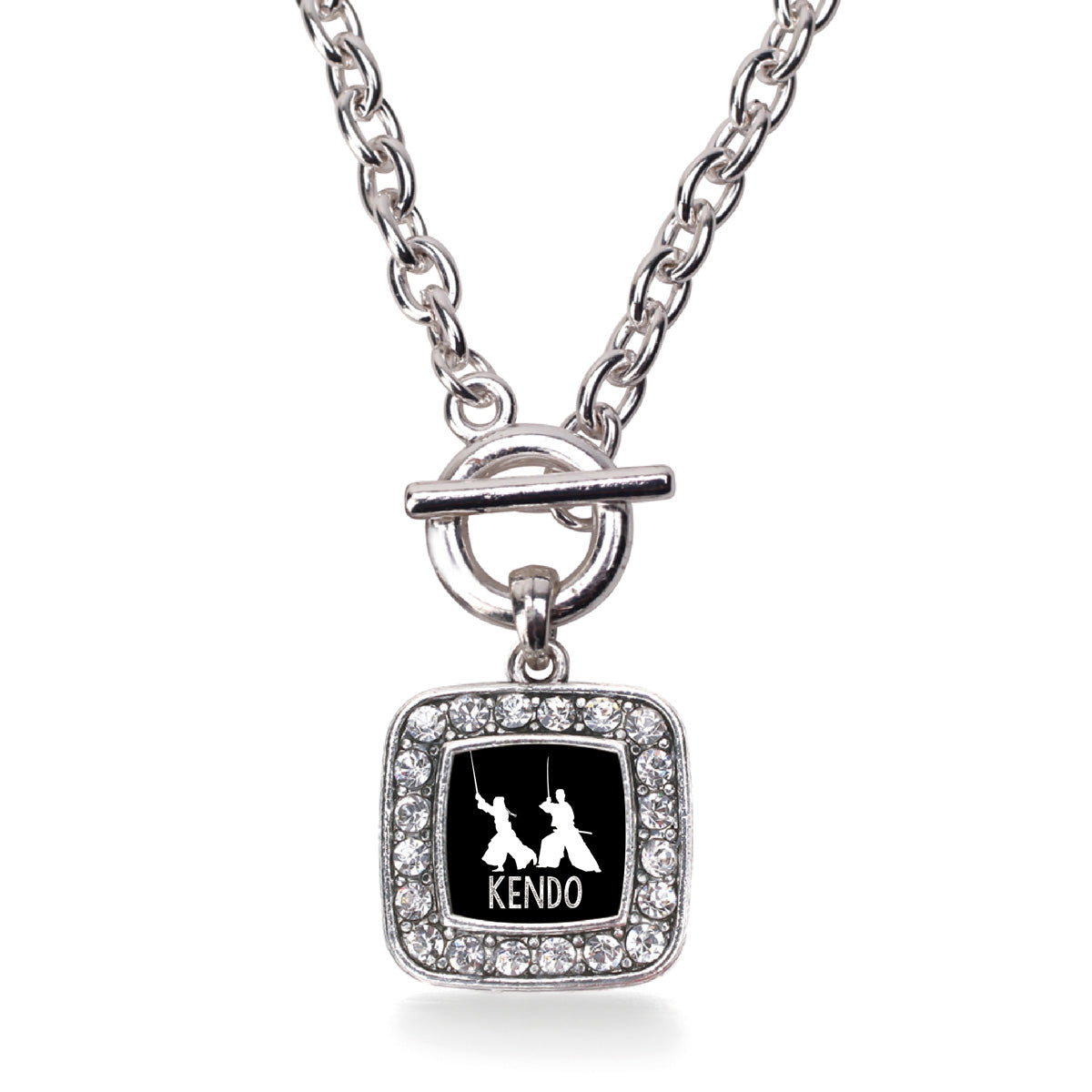 Silver Kendo Square Charm Toggle Necklace