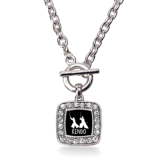 Silver Kendo Square Charm Toggle Necklace