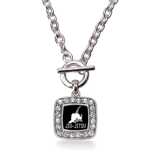 Silver Jiu-jitsu Square Charm Toggle Necklace