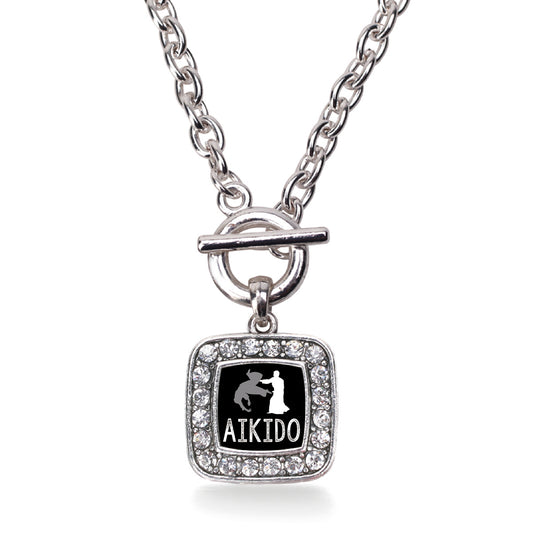 Silver Aikido Square Charm Toggle Necklace