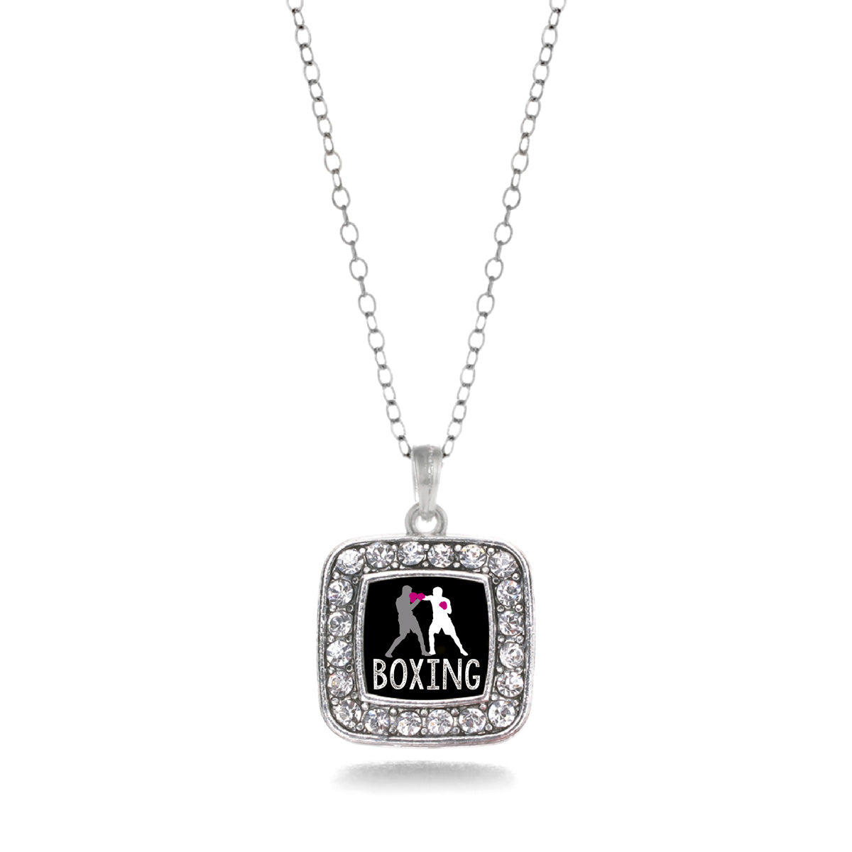 Silver Boxing Square Charm Classic Necklace