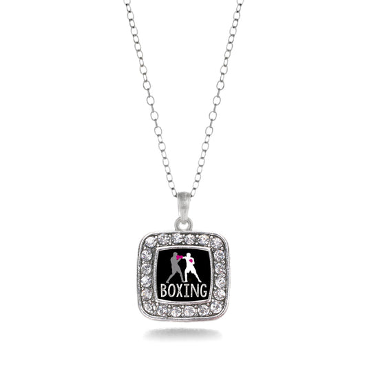 Silver Boxing Square Charm Classic Necklace
