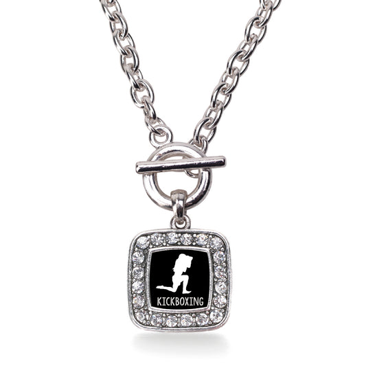 Silver Kickboxing Square Charm Toggle Necklace