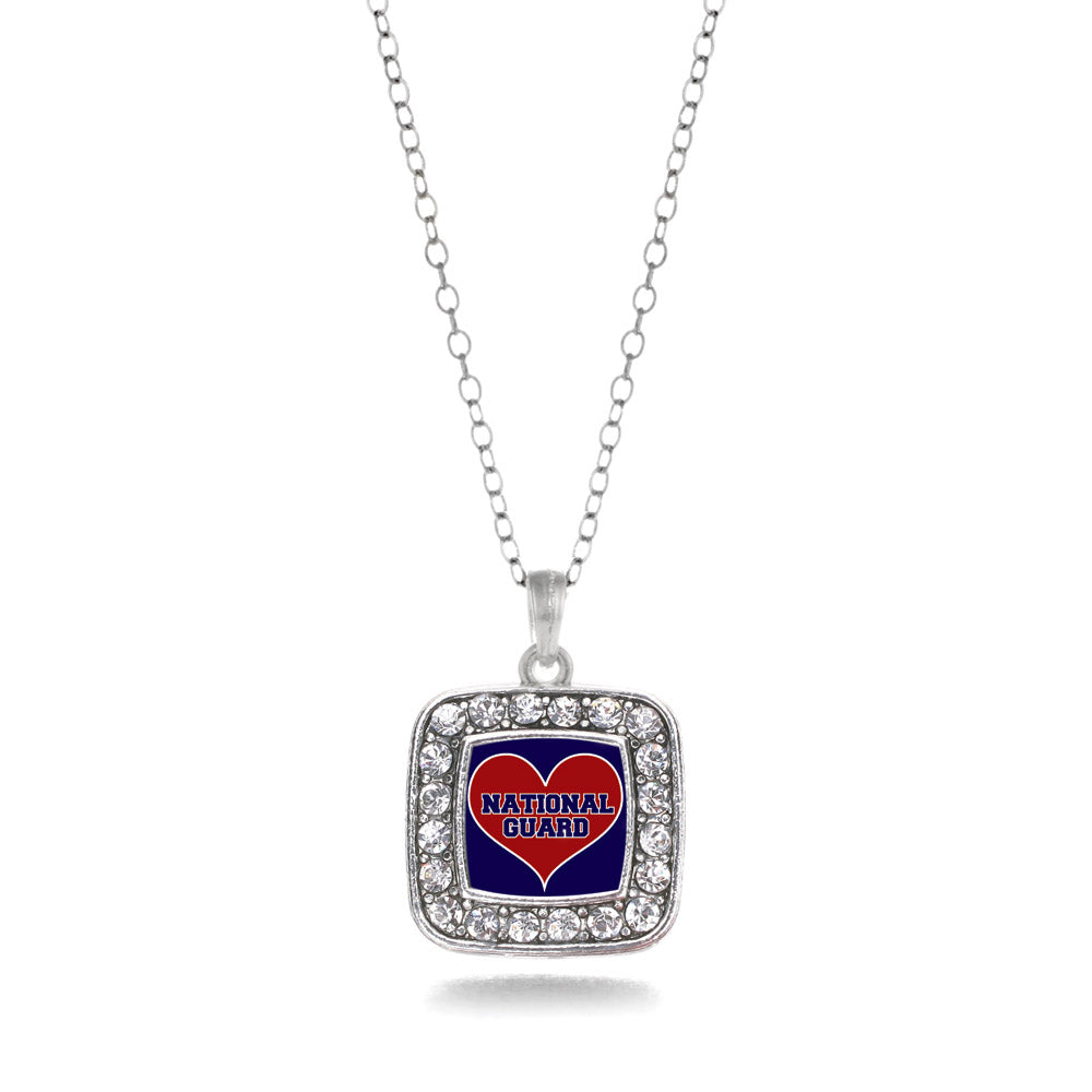Silver National Guard Square Charm Classic Necklace