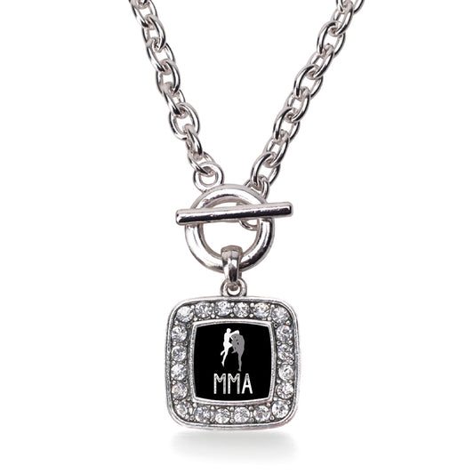Silver MMA Square Charm Toggle Necklace