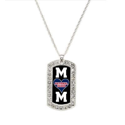 Silver National Guard Mom Dog Tag Charm Classic Necklace
