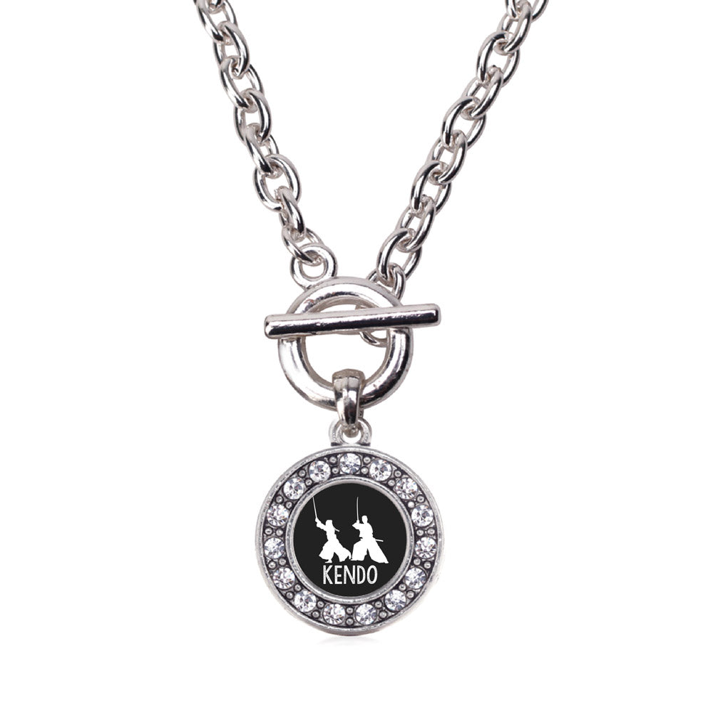 Silver Kendo Circle Charm Toggle Necklace