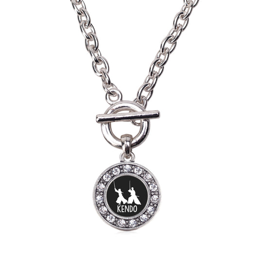 Silver Kendo Circle Charm Toggle Necklace