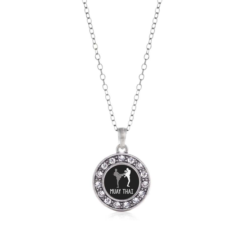 Silver Muay Thai Circle Charm Classic Necklace