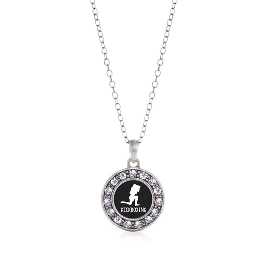 Silver Kickboxing Circle Charm Classic Necklace