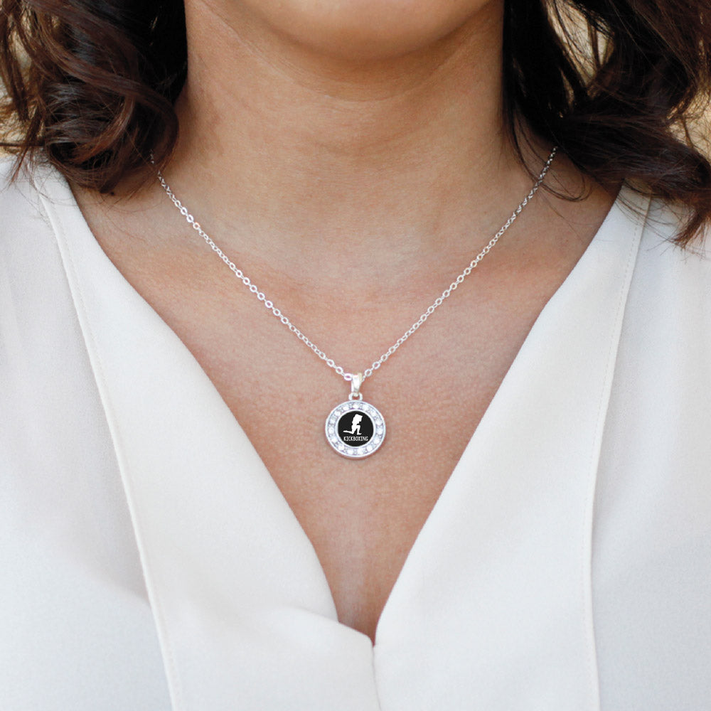 Silver Kickboxing Circle Charm Classic Necklace