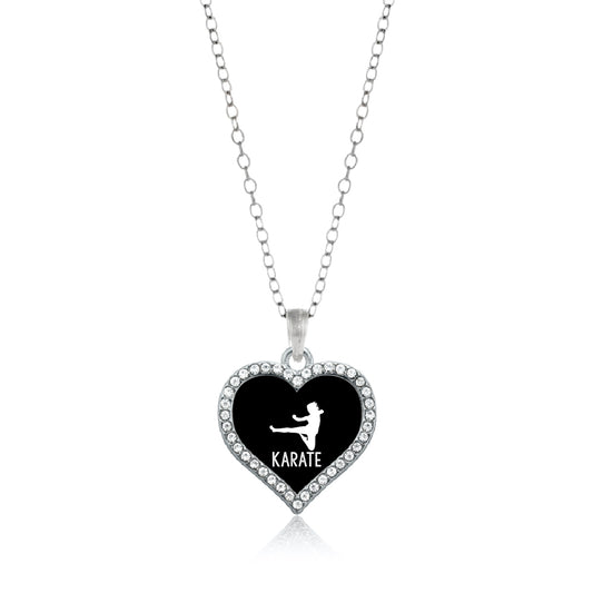 Silver Karate Open Heart Charm Classic Necklace