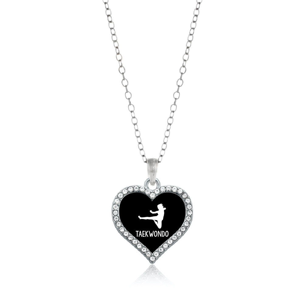 Silver Taekwondo Open Heart Charm Classic Necklace