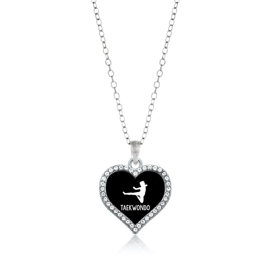 Silver Taekwondo Open Heart Charm Classic Necklace
