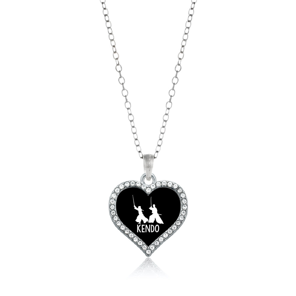 Silver Kendo Open Heart Charm Classic Necklace
