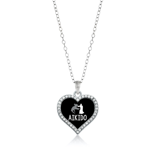 Silver Jiu-jitsu Open Heart Charm Classic Necklace