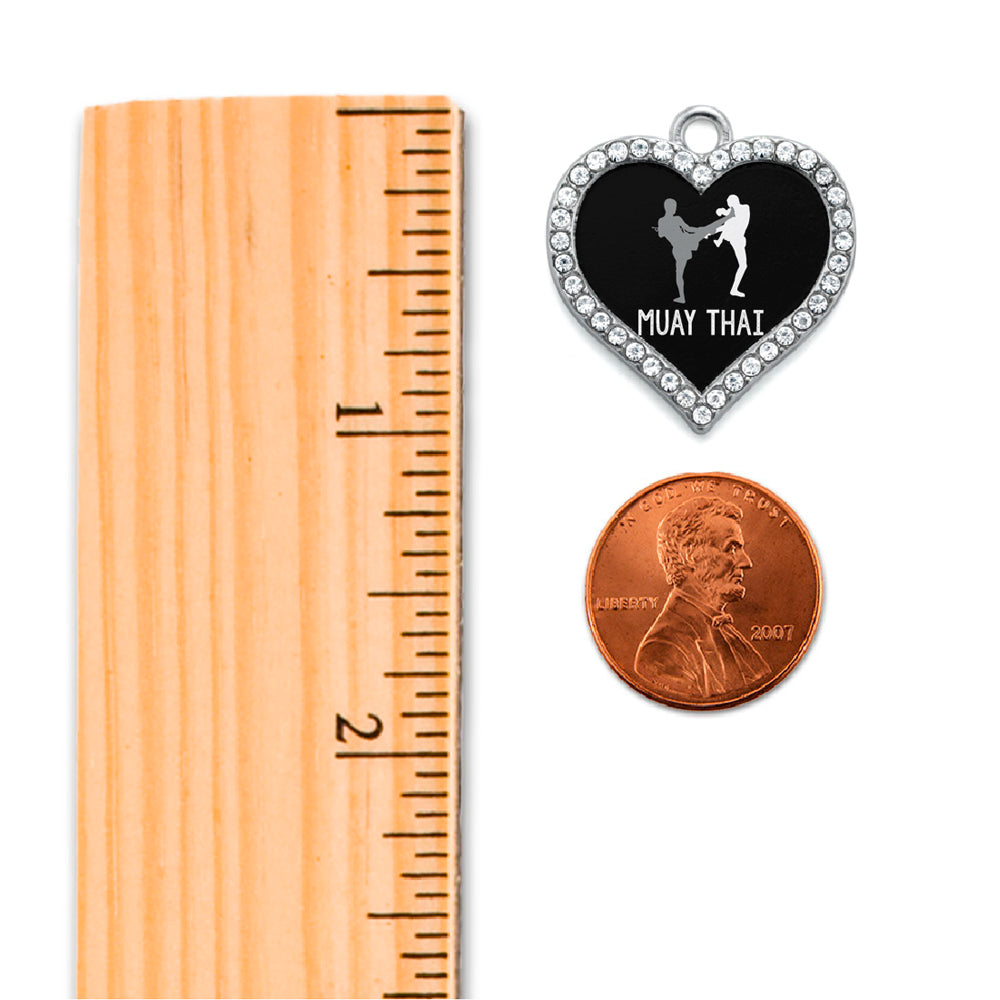 Silver Muay Thai Open Heart Charm Classic Necklace