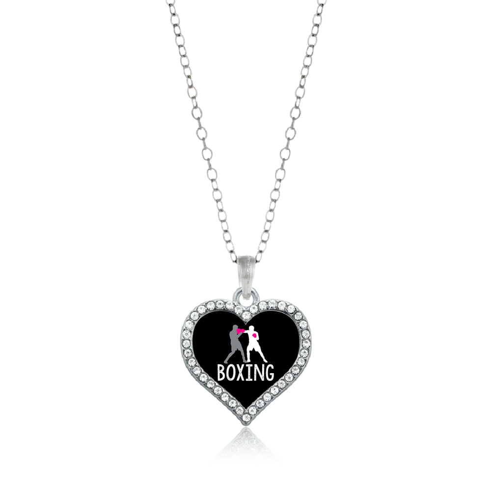 Silver Boxing Open Heart Charm Classic Necklace