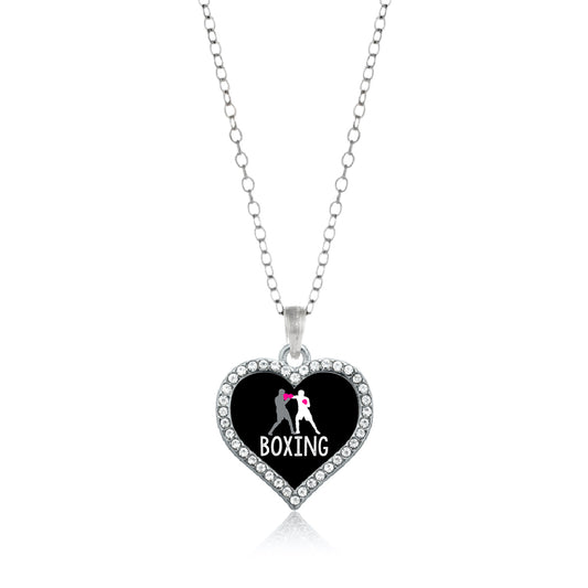 Silver Boxing Open Heart Charm Classic Necklace