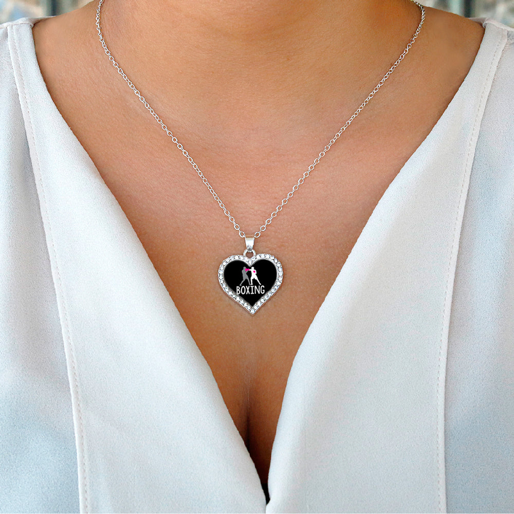 Silver Boxing Open Heart Charm Classic Necklace