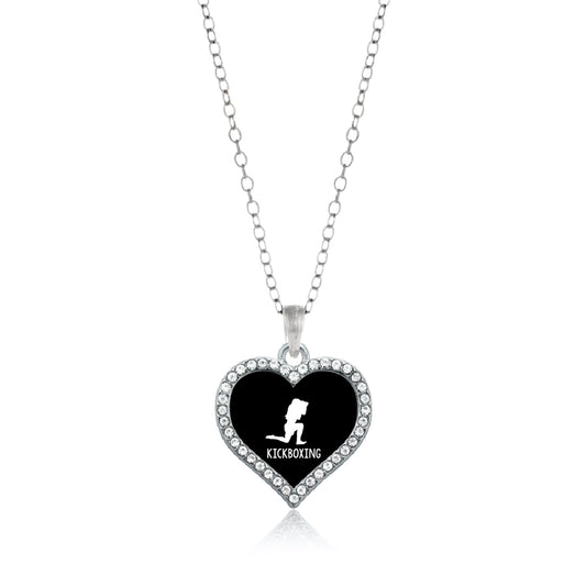 Silver Kickboxing Open Heart Charm Classic Necklace