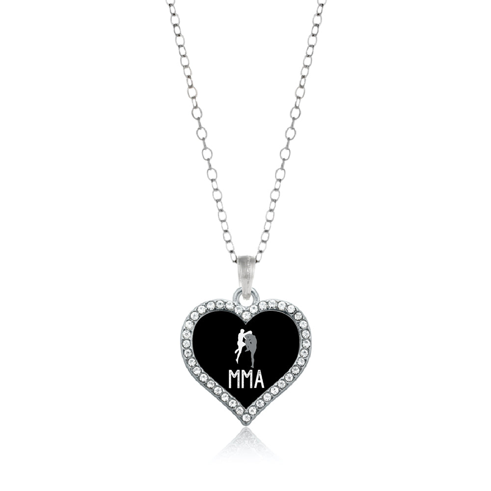 Silver MMA Open Heart Charm Classic Necklace