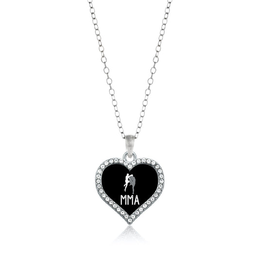 Silver MMA Open Heart Charm Classic Necklace