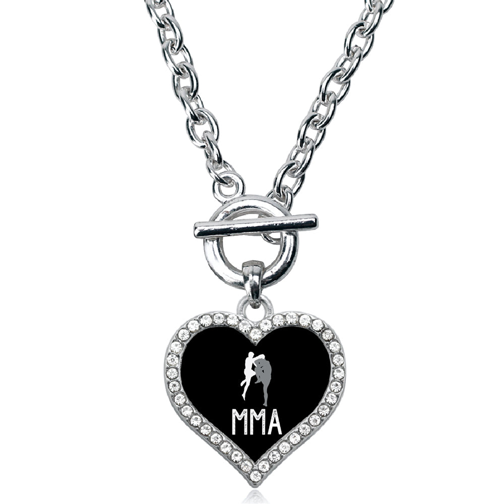 Silver MMA Open Heart Charm Toggle Necklace