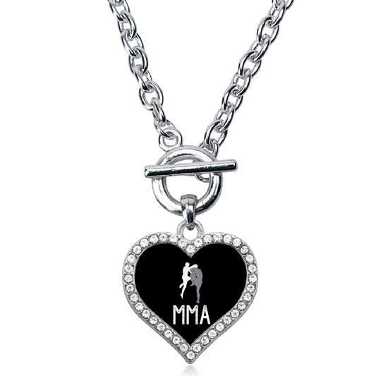 Silver MMA Open Heart Charm Toggle Necklace