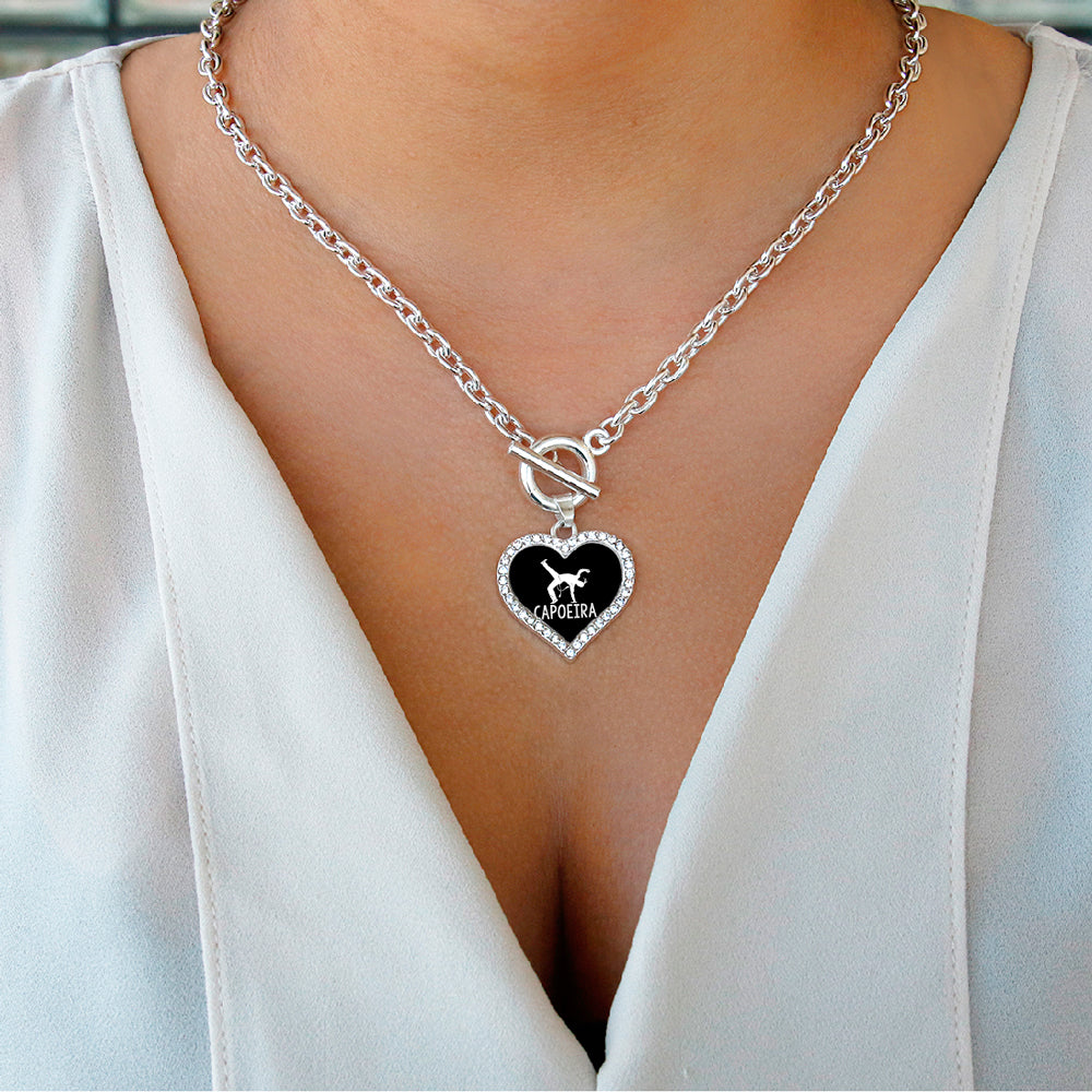 Silver Capoeira Open Heart Charm Toggle Necklace
