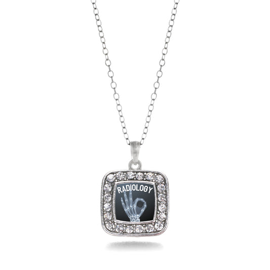 Silver Radiology Square Charm Classic Necklace