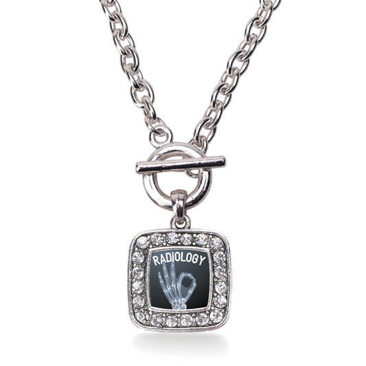 Silver Radiology Square Charm Toggle Necklace