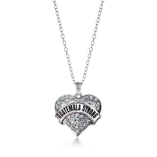 Silver Guatemala Strong Pave Heart Charm Classic Necklace