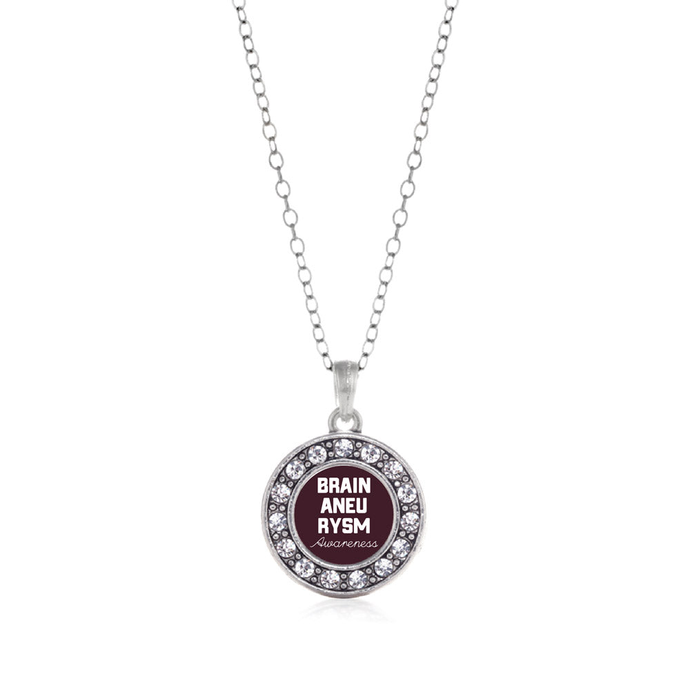 Silver Brain Aneurysm Awareness Circle Charm Classic Necklace