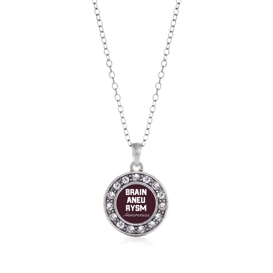 Silver Brain Aneurysm Awareness Circle Charm Classic Necklace