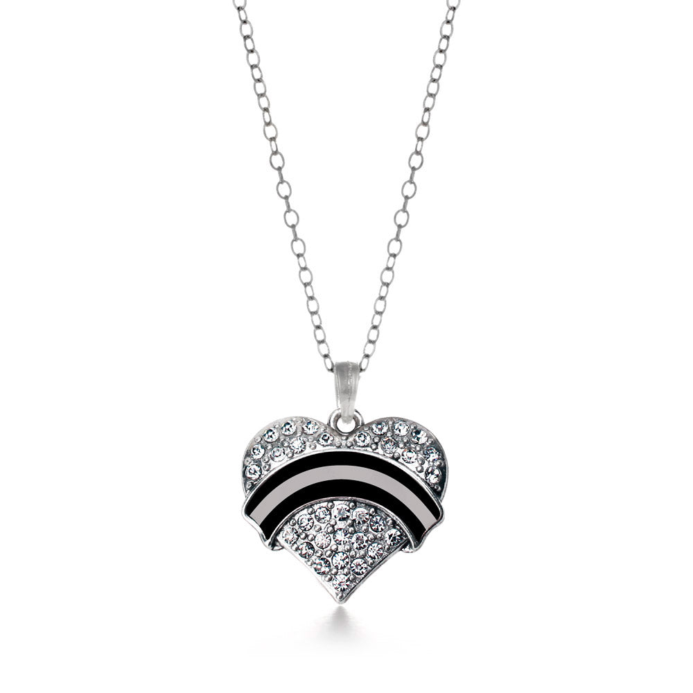 Silver Corrections Support Pave Heart Charm Classic Necklace