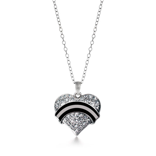 Silver Corrections Support Pave Heart Charm Classic Necklace