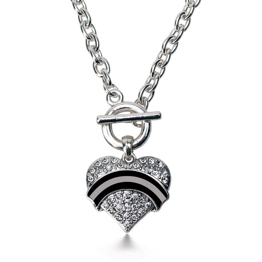 Silver Corrections Support Pave Heart Charm Toggle Necklace