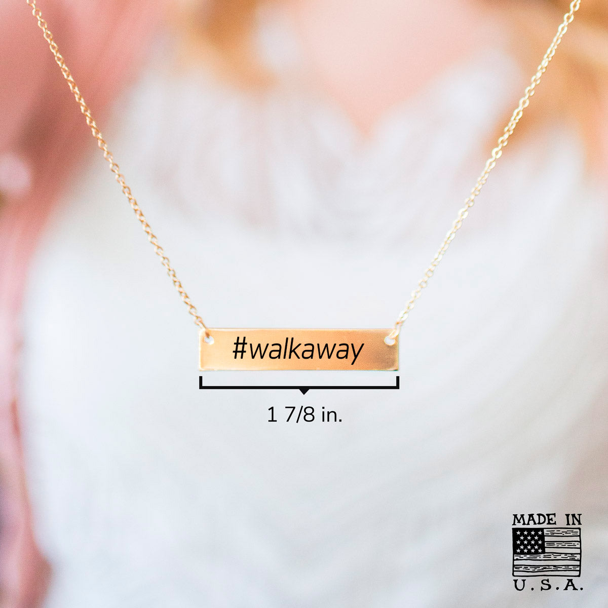 Gold #walkaway Bar Necklace