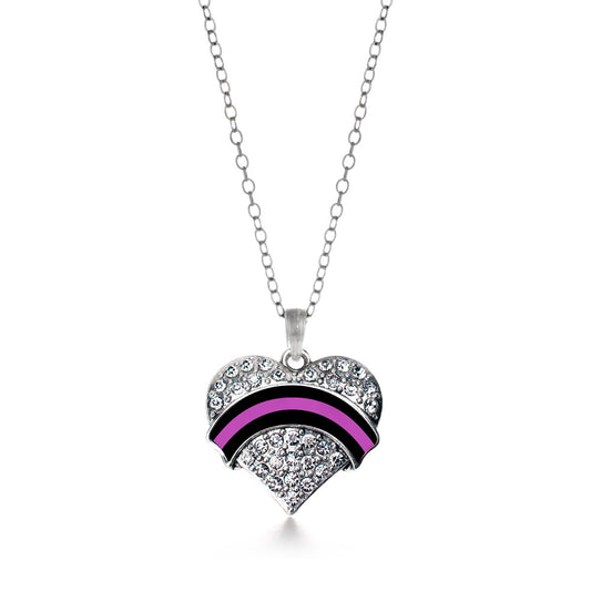 Silver Political Office Injury Support Pave Heart Charm Classic Necklace