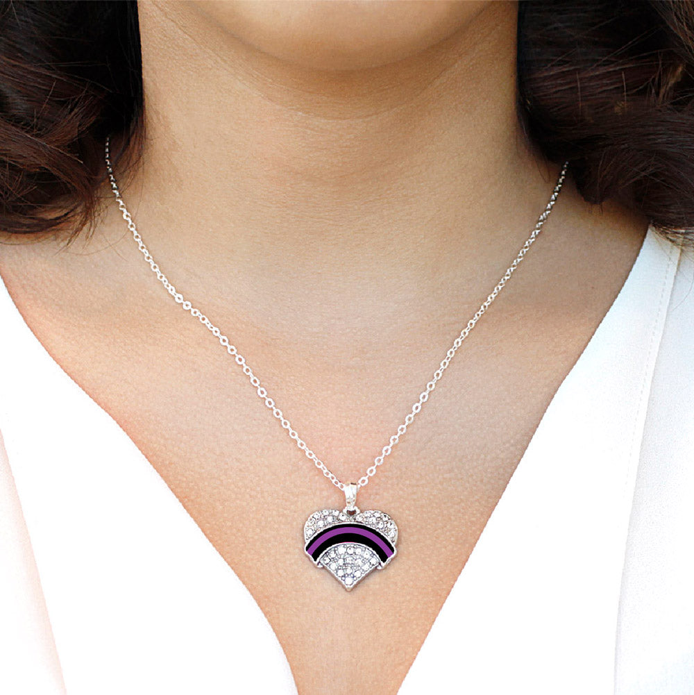Silver Political Office Injury Support Pave Heart Charm Classic Necklace