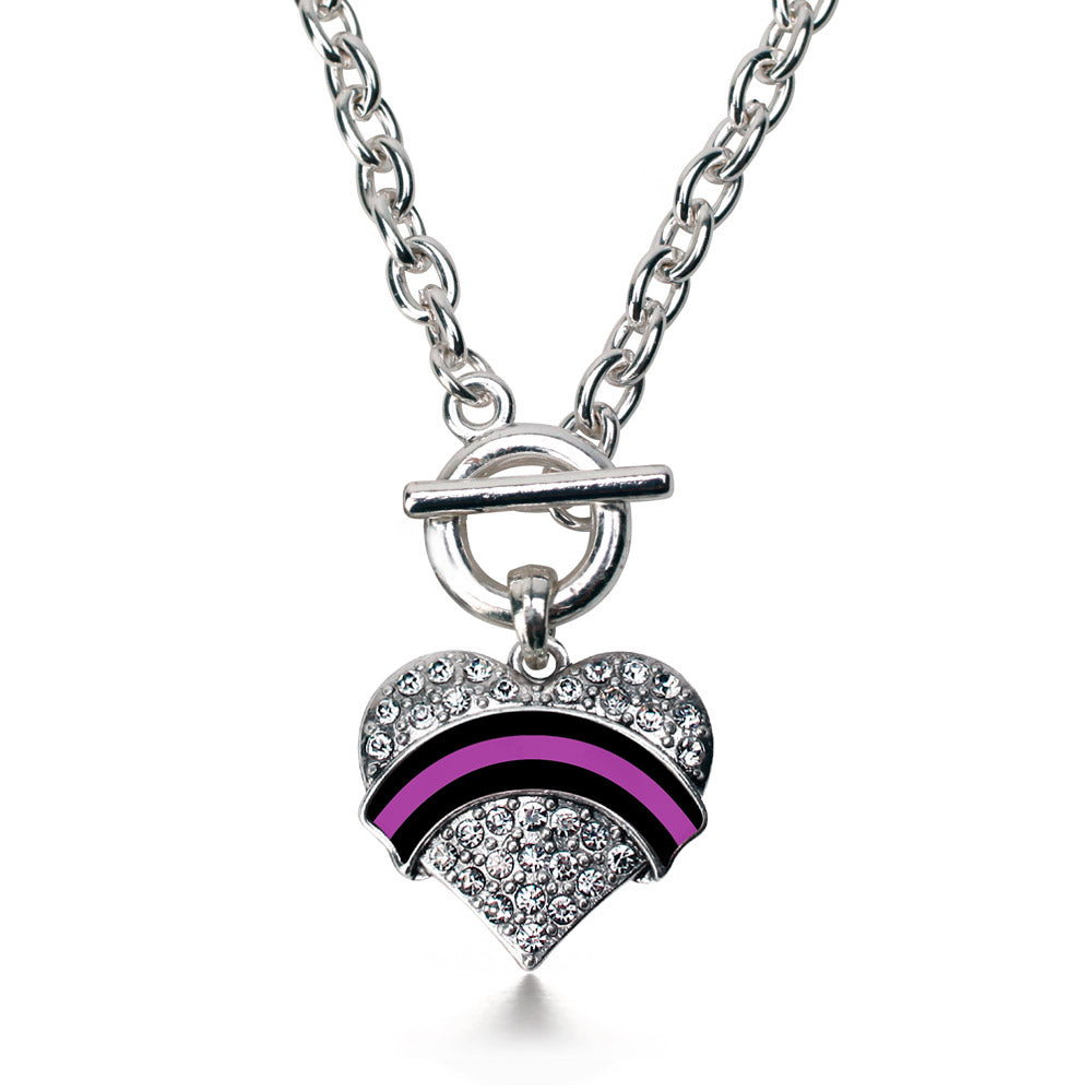 Silver Political Office Injury Support Pave Heart Charm Toggle Necklace