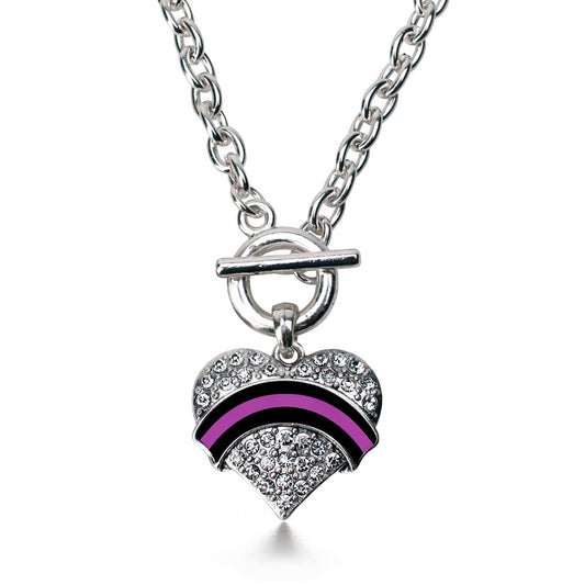 Silver Political Office Injury Support Pave Heart Charm Toggle Necklace