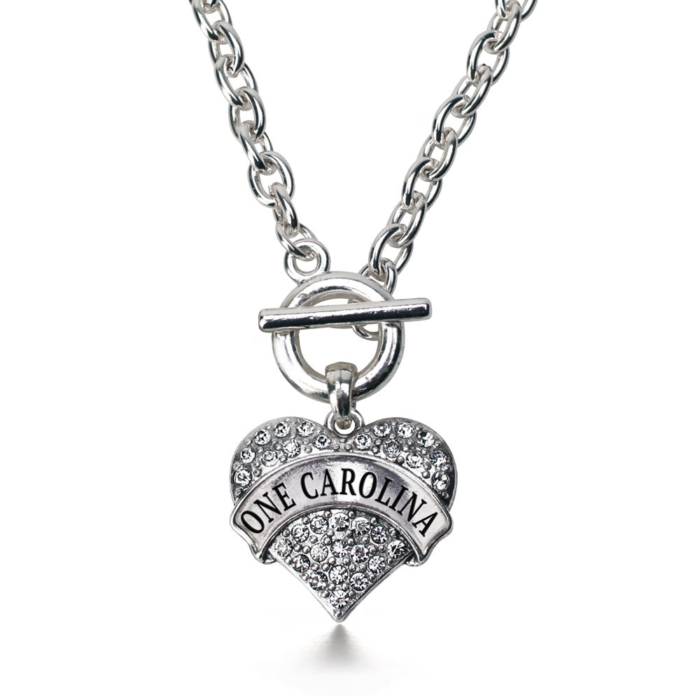 Silver One Carolina - Carolina Strong Support Pave Heart Charm Toggle Necklace