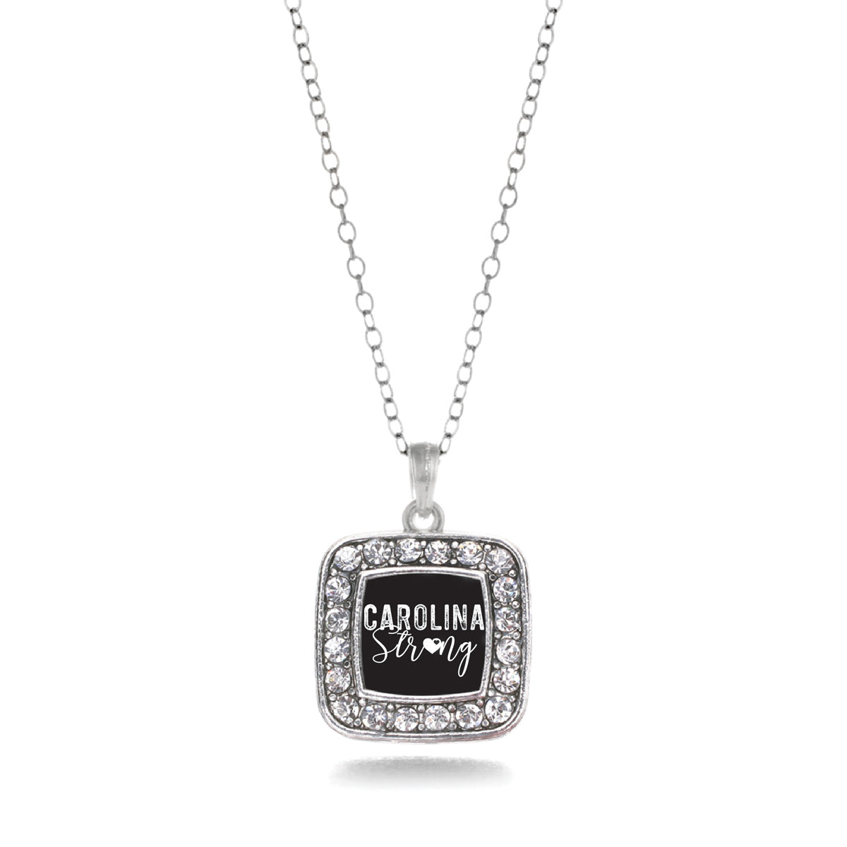 Silver Carolina Strong Square Charm Classic Necklace